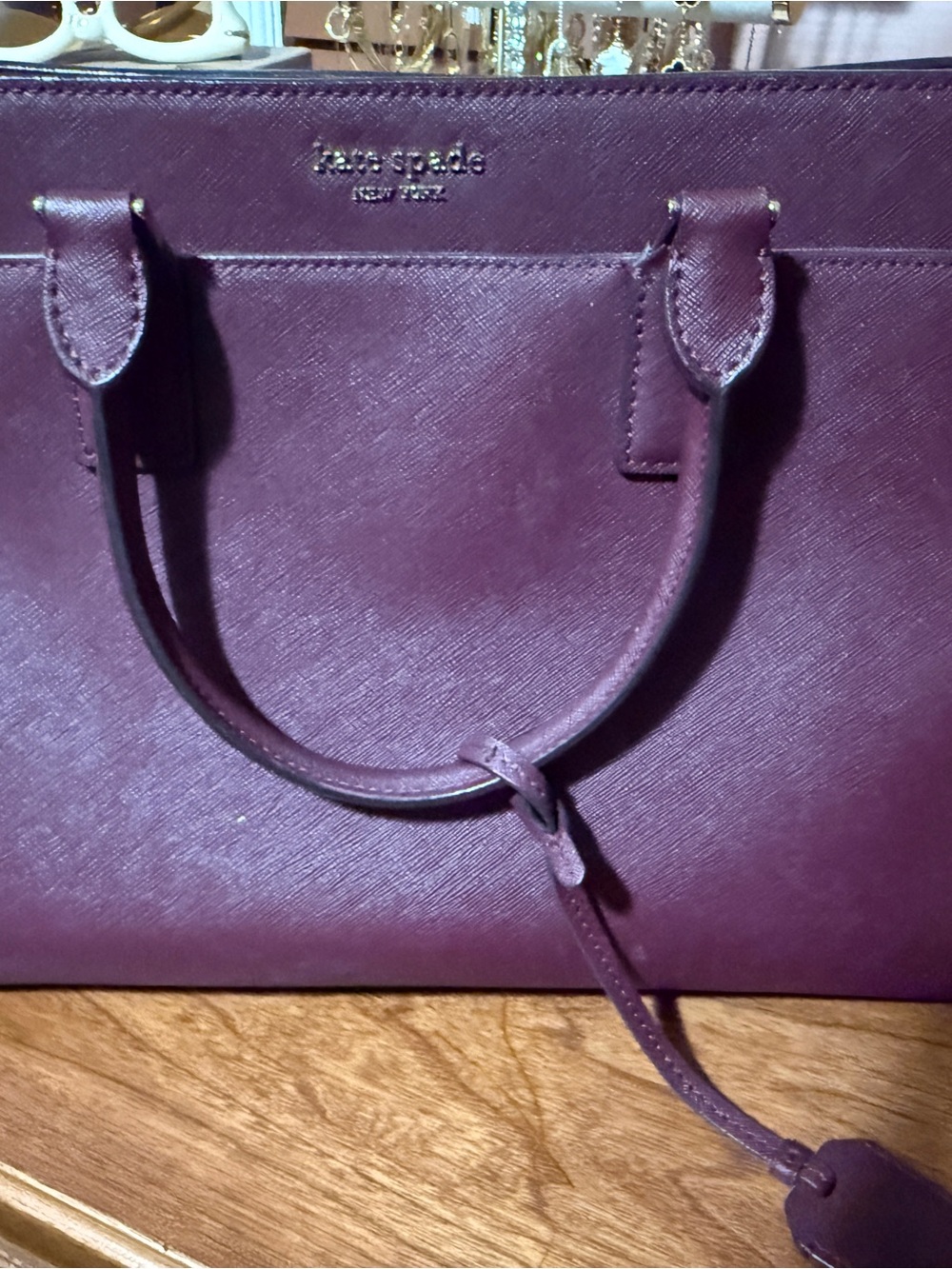 kate spade plum saffiano leather satchel